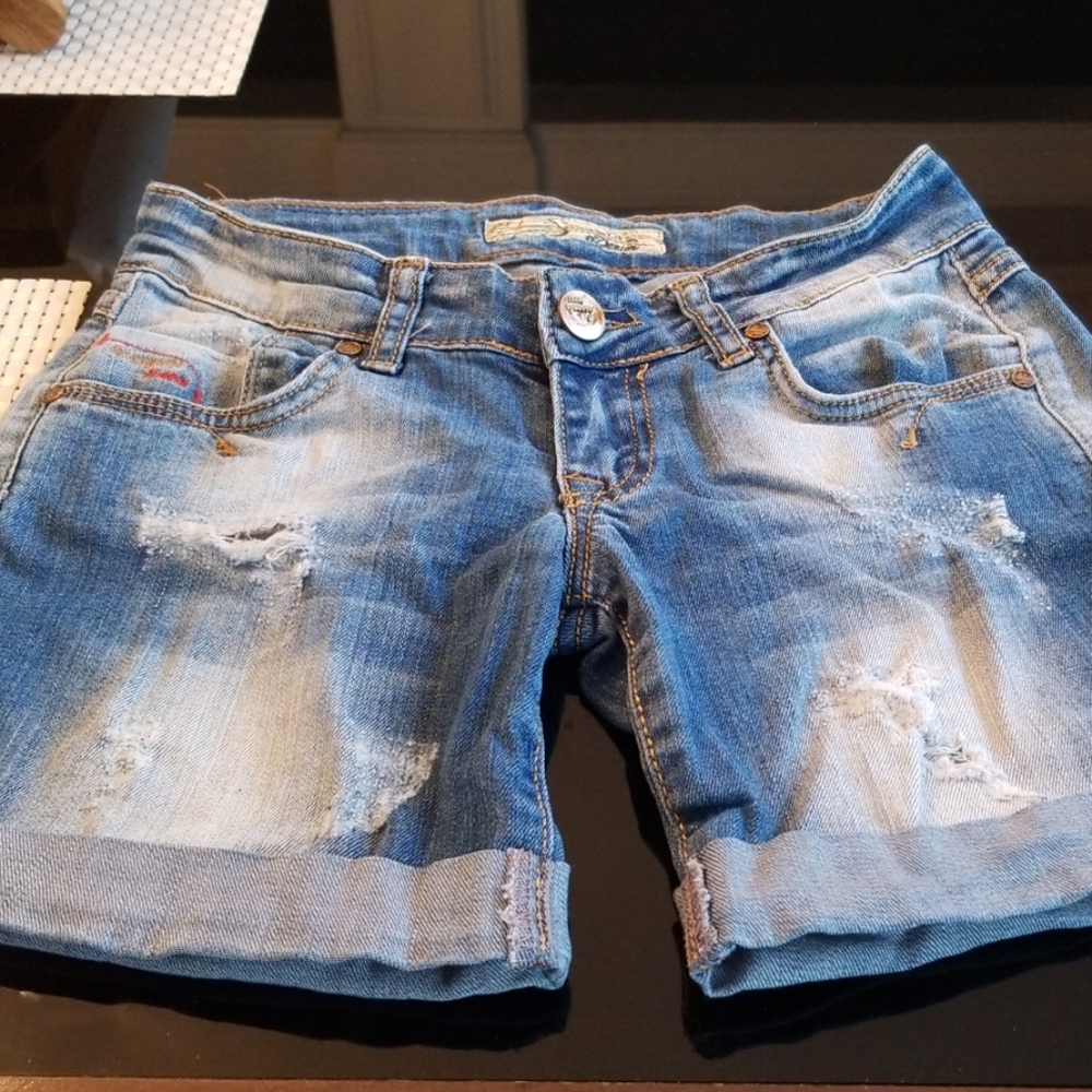 Womens distressed blue Jean shorts